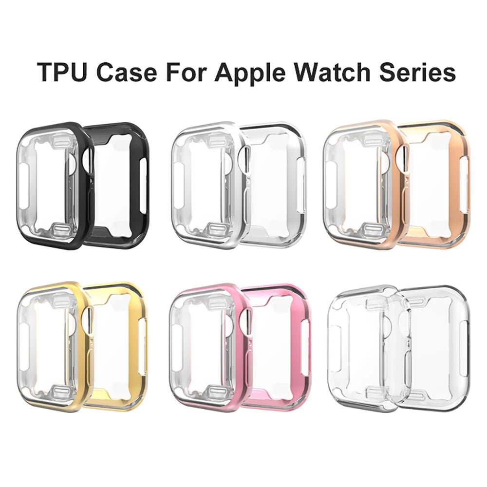 TPU Electroplating Soft Shell Cover for Apple Watch Series 9 8 7 6 5 4 3 SE Screen Protector - Messica
