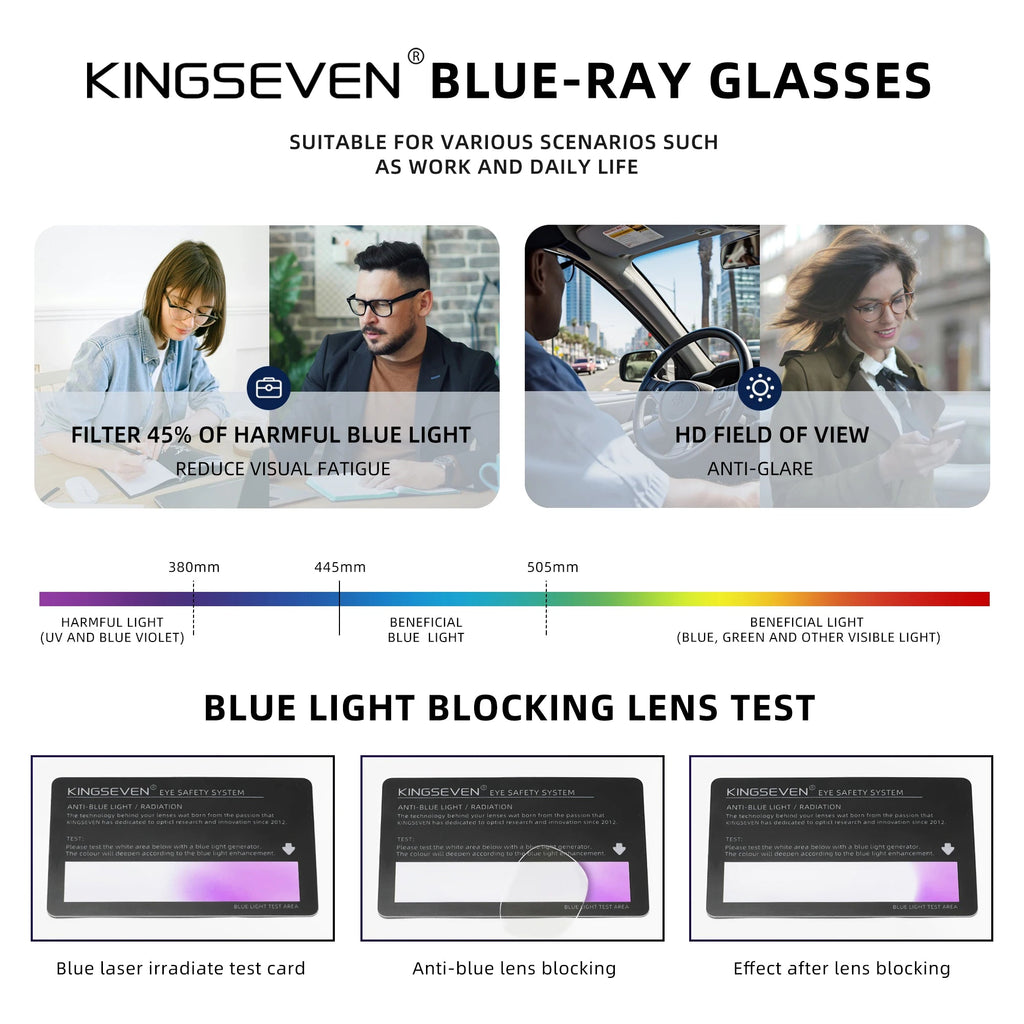 KINGSEVEN Fashion Blue Light Blocking Glasses Women/Men - Messica